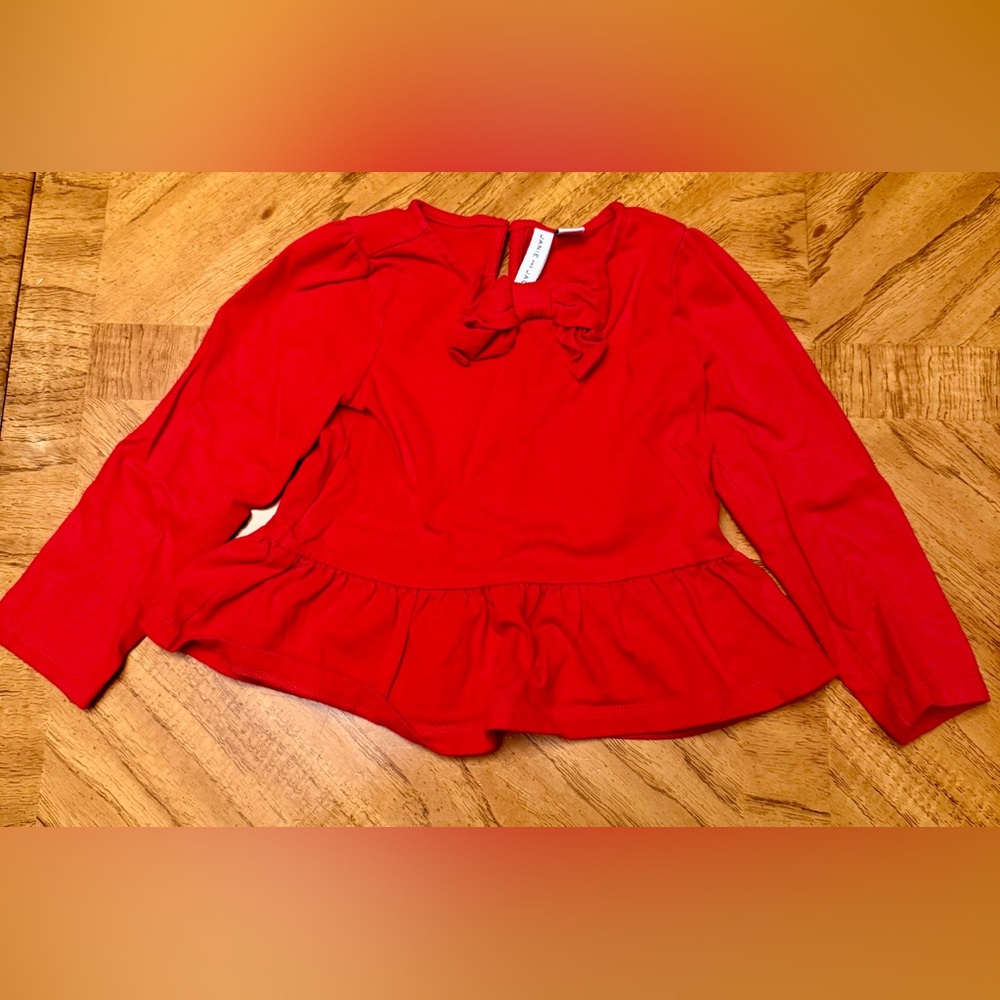 Janie and Jack Red Bow Peplum Top – Size 4